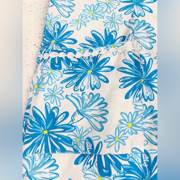 Vintage Lilly Pulitzer Blue Floral Cotton Shift Dress Size 10 Pockets - Picture 4 of 9